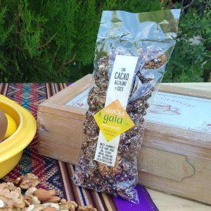 Granola Especial con Cacao puro, almendras, cajú, nueces, coco rallado, miel y mascabo x 400g
